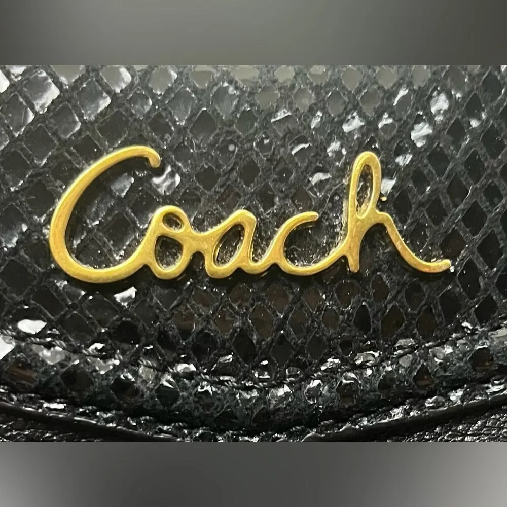 Coach Blk Leather Ashley Satchel w/Pleat Detail Embossed Accents Gold Fittings